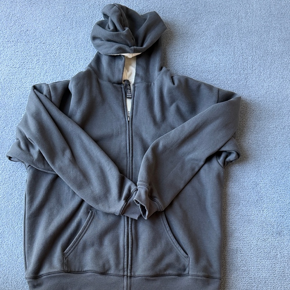 SKIMS Charcoal Gray Zip-Up Hoodie